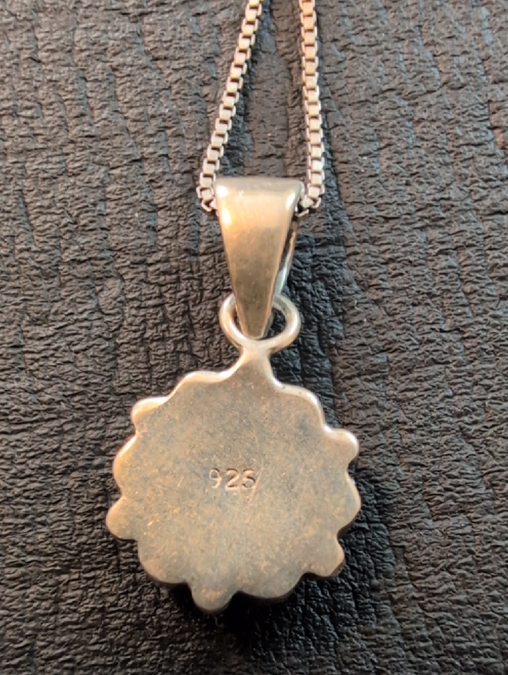 Sterling Silver Turquoise Flower Pendant Necklace - Blue - Picture 4 of 5